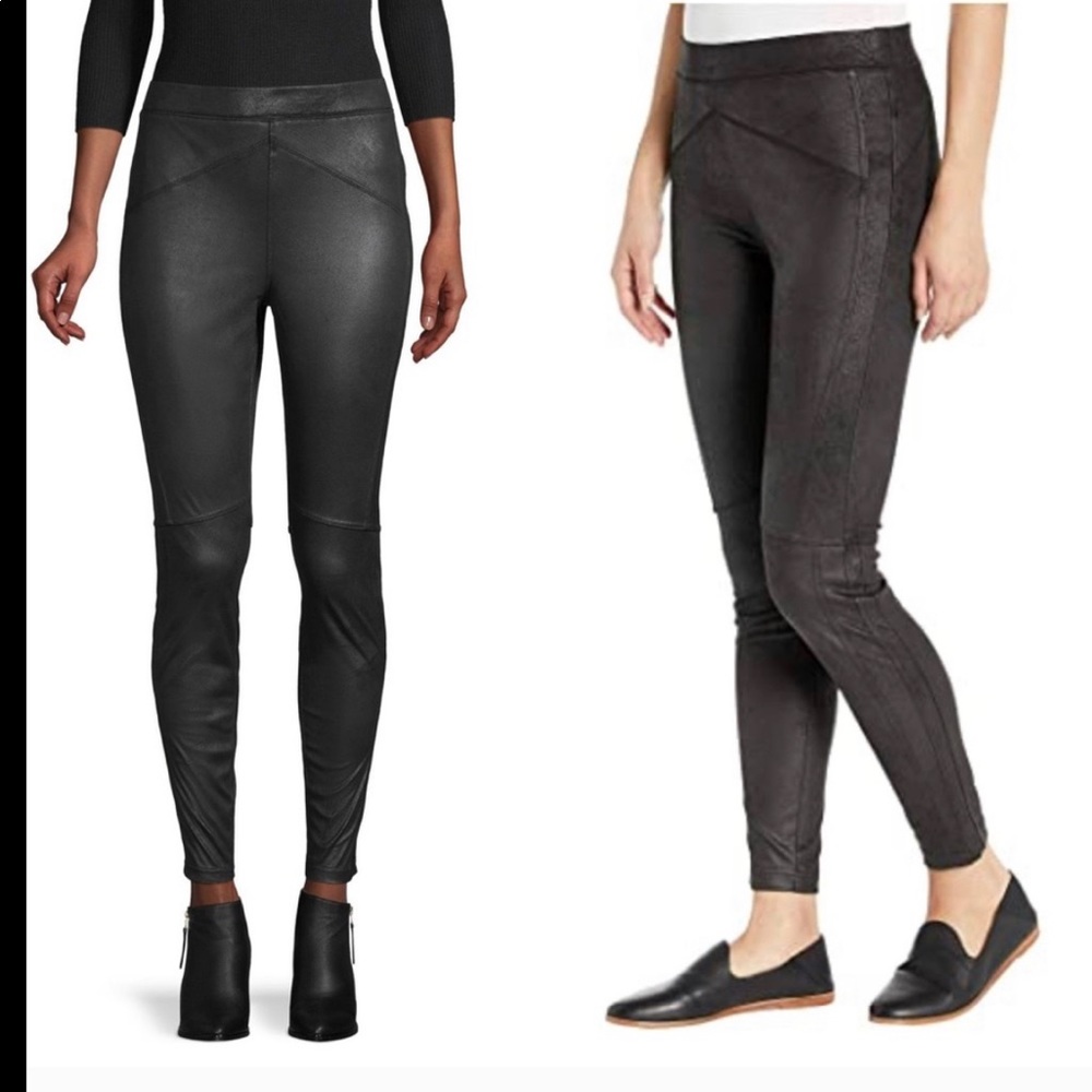 FREE PEOPLE black FAUX suede LEATHER pant leggings